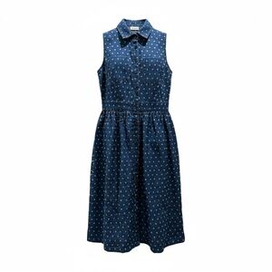 NY&Co Dark Chambray Button-Up Midi Dress – Distressed Look, Pockets, Size 4